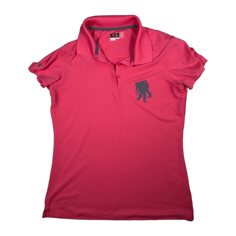 Under Armour Womens Polo Shirt L Wounded Warrior Project Pink Golf Athletic